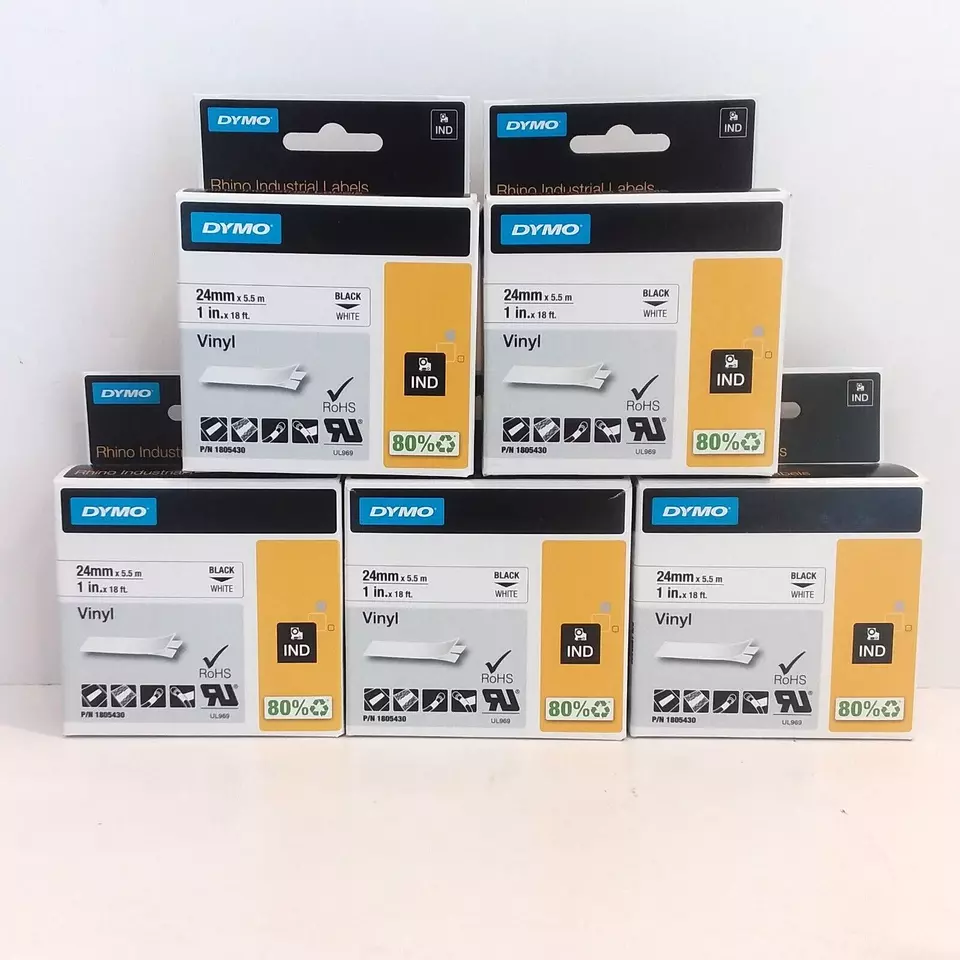 DYMO 1805430 Rhino Pro Industrial Vinilo negro sobre blanco 1 x 18 etiquetas