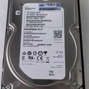 Disco Duro HP 1TB SATA 7.2K 6G 3.5 LFF SC 657750-B21 vista superior y etiquetas