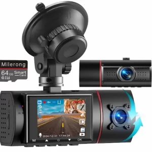 Dual Dash Cam Front and Inside with 64GB Card