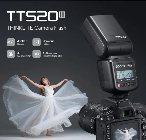 Flash Speedlite Godox TT520III con Disparador Inalámbrico RT - Imagen 3