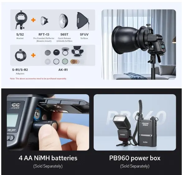 Godox TT520III Muuestra distintas características