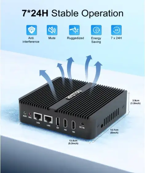 HYSTOU Industrial Mini PC N100 | 8GB RAM DDR4 | Windows 11 Pro - Imagen 2