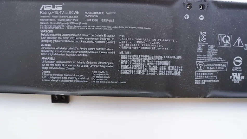 C41N2013 C41N2013-1 Bateria para ASUS Imagen posterior de la batería de marca Asus
