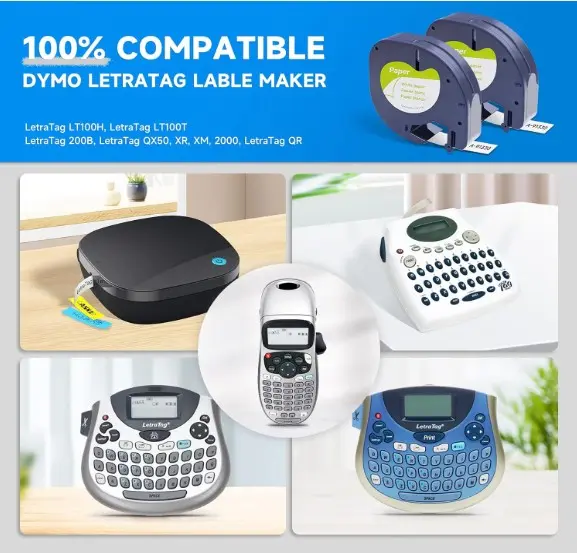 Cintas Compatibles de Repuesto para Rotuladoras DYMO LetraTag (Paquete x 5 unidades) - Imagen 2