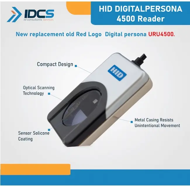HID DigitalPersona URU4500 USB Biometric IDCS Fingerprint Reader - Imagen 3