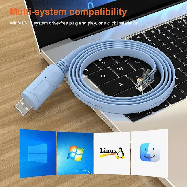 USB to RS232 Serial to RJ45 CAT5 Console Adapter Cable for Cisco Routers FTDI - Imagen 3