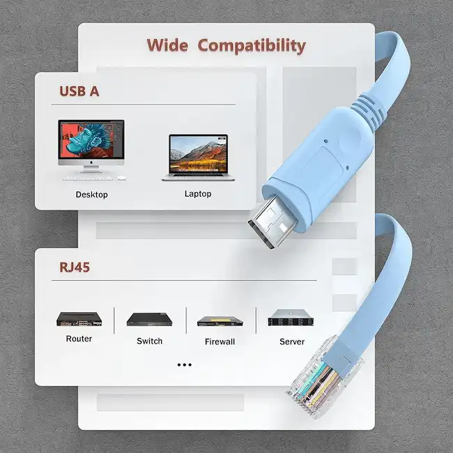 USB to RS232 Serial to RJ45 CAT5 Console Adapter Cable for Cisco Routers FTDI - Imagen 5
