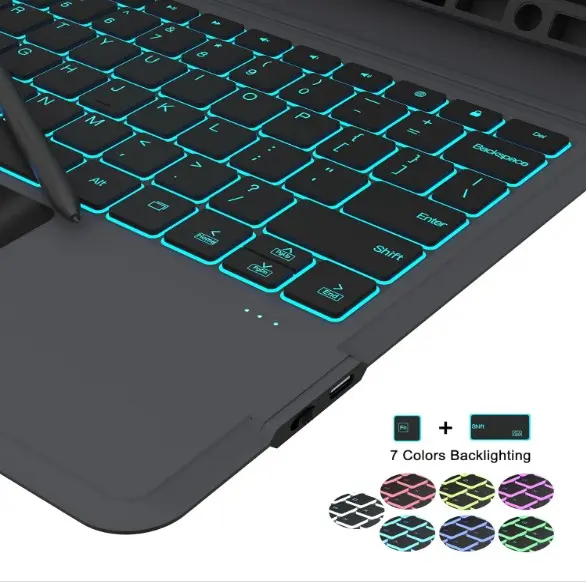 Vista de la funda Teclado Samsung Galaxy Tab S10+ S9+ del backlit