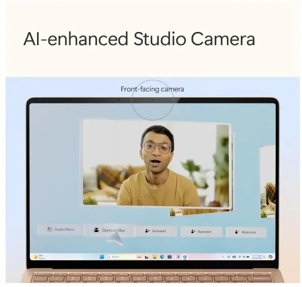 Demostración de la cámara de estudio con IA integrada (Los acabados disponibles para la referencia de hardware cotizada se especifican en las opciones del formulario)