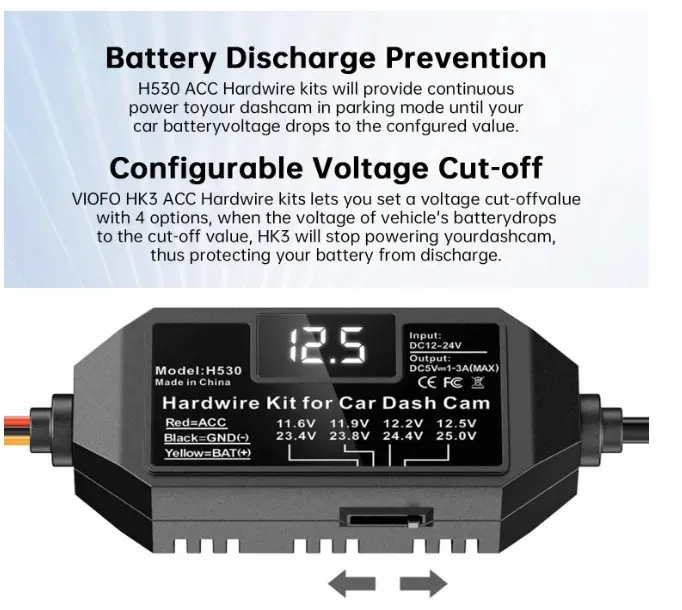 Milerong Dash Cam Hardwire battery prevention