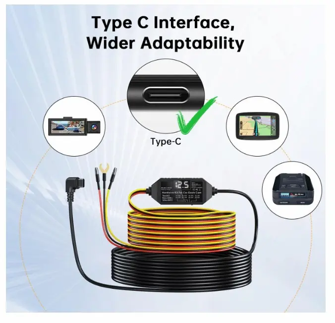 Milerong Dash Cam Hardwire Type c interfaset